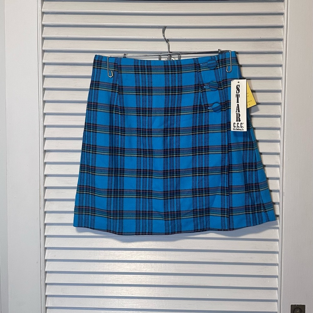 Vintage NWT late 90’s blue plaid miniskirt by STAR CCC.